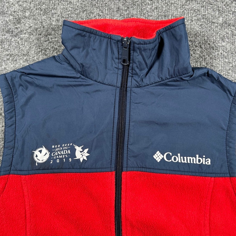 Columbia Vest Womens Size M Red Blue Canada Games 2019 Fleece Full Zip Vest